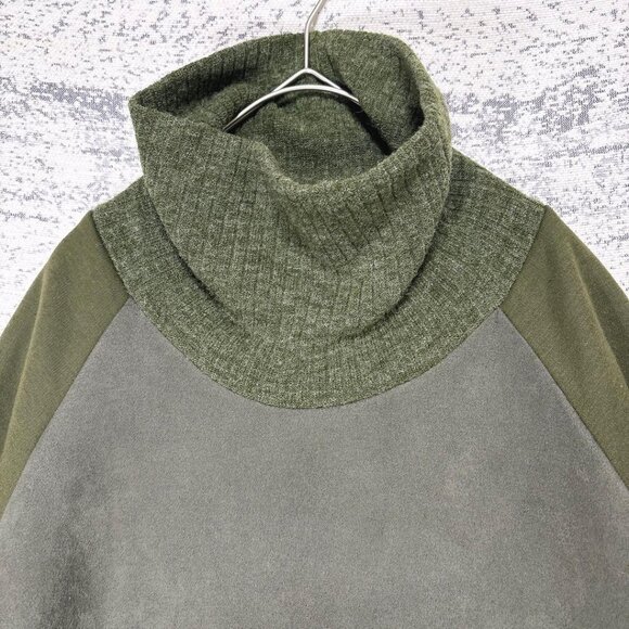 Voielactee Turtleneck Fleece-Lined Suede-Touch Color Block Sweatshirt Tunic - Picture 4 of 5